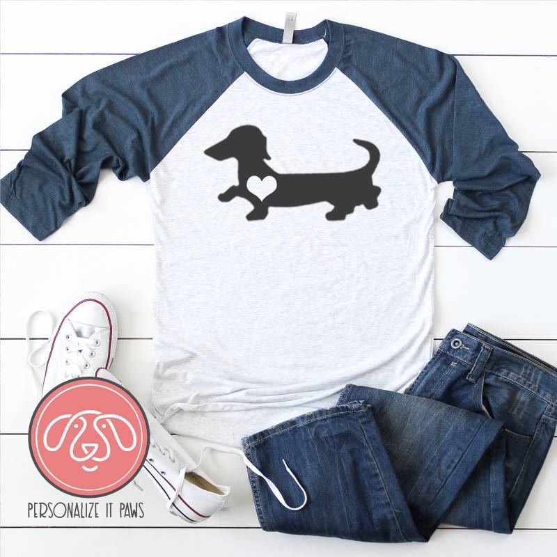 Dackel Raglan von Personalizeitpaws