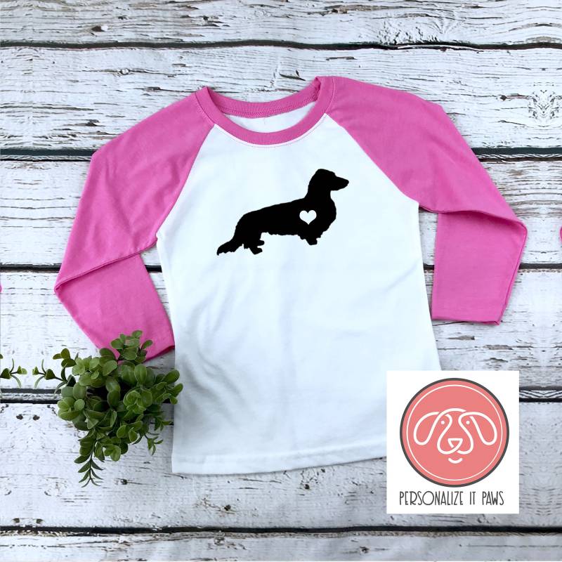 Langhaar Dackel Jugendshirt von Personalizeitpaws