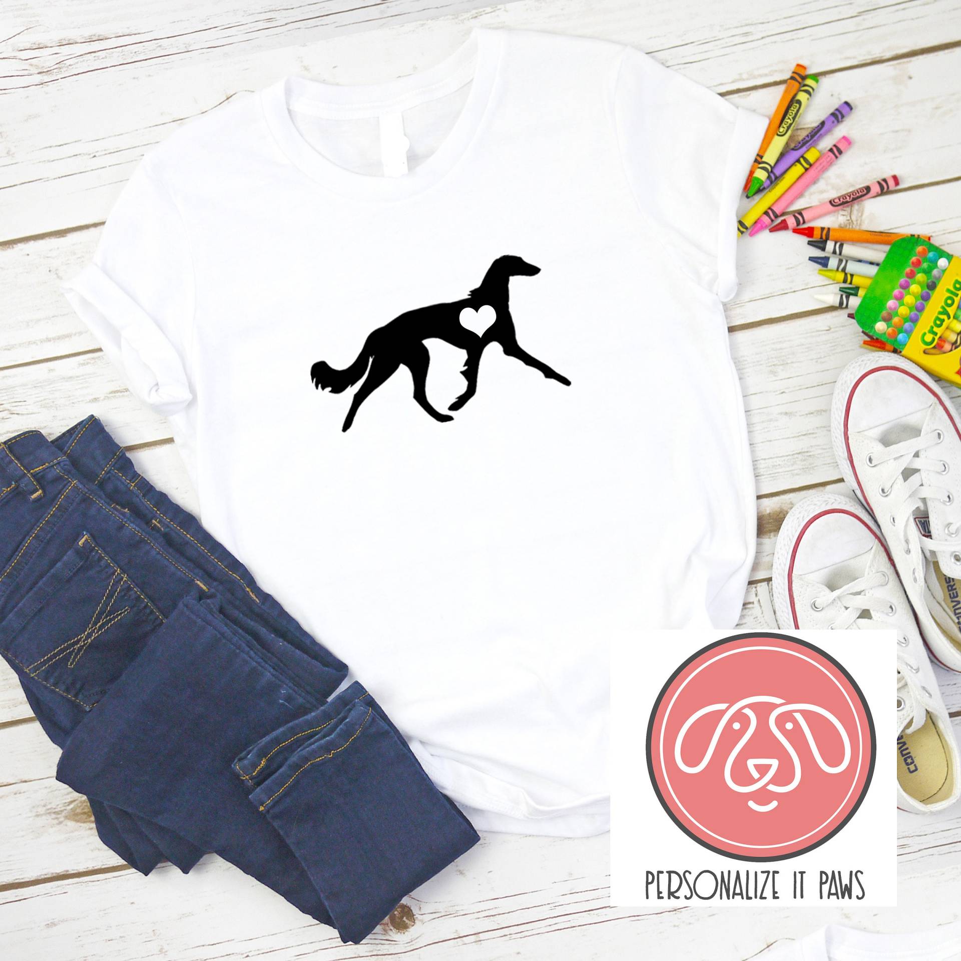 Saluki Jugend T-Shirt von Personalizeitpaws
