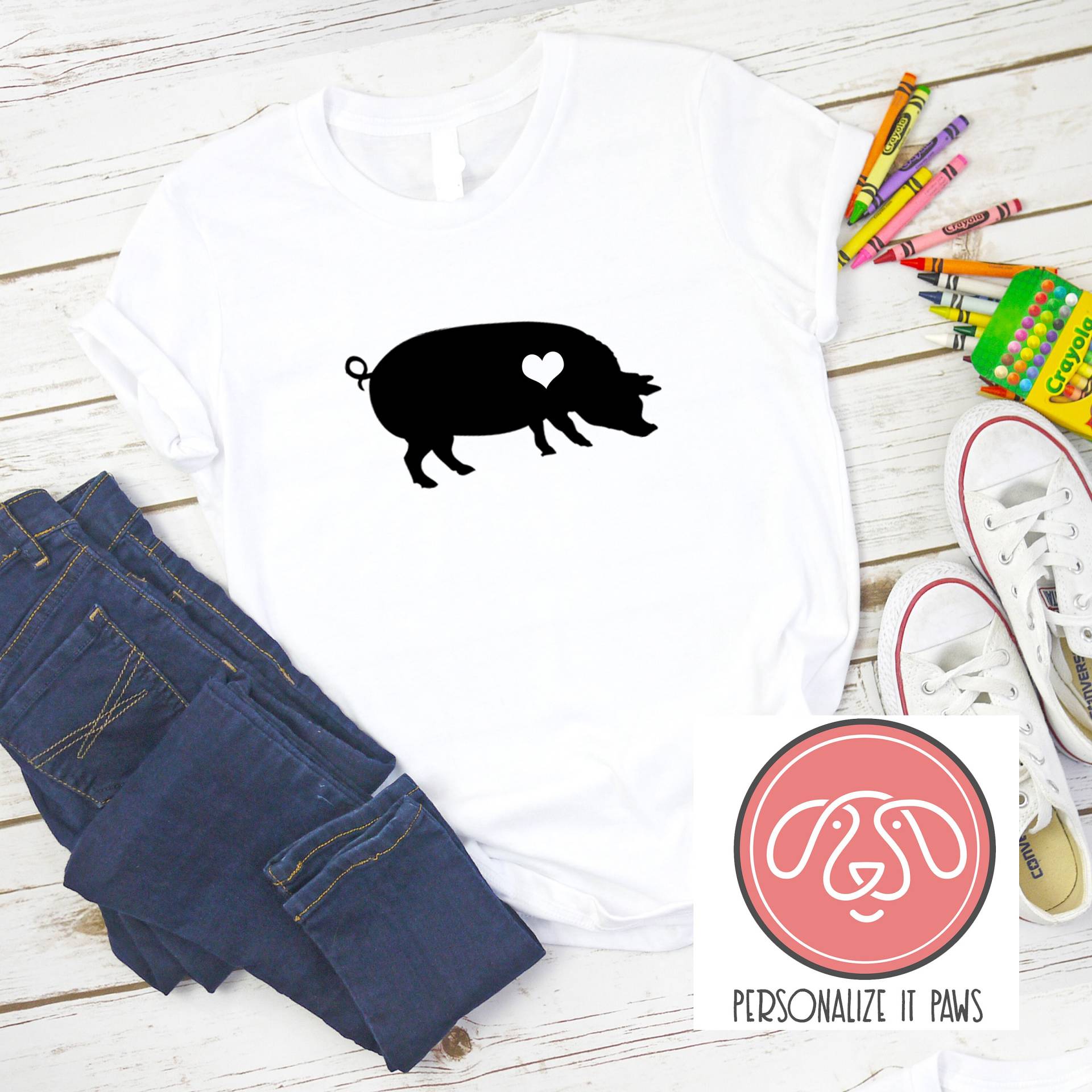 Schwein Jugend T-Shirt von Personalizeitpaws