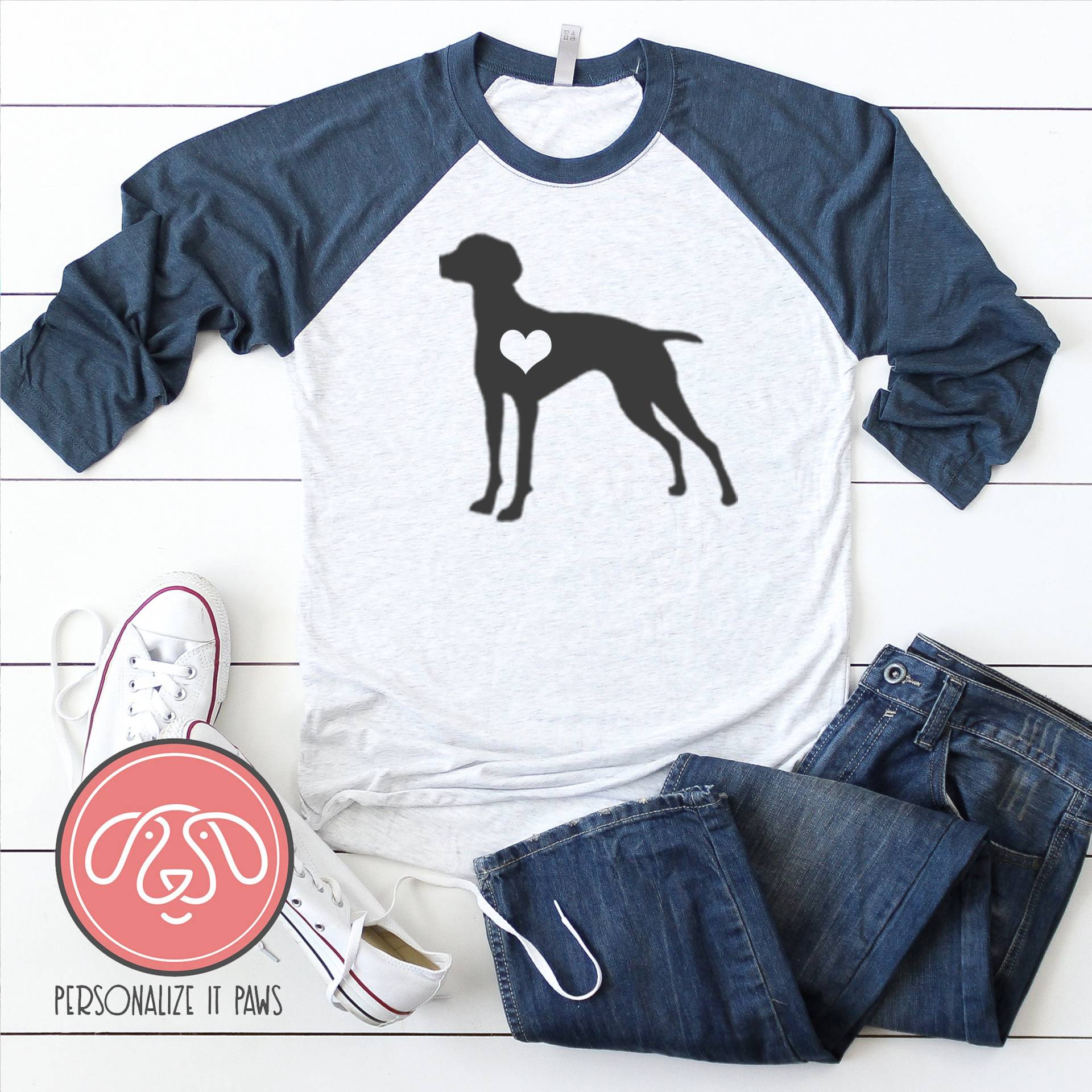 Vizsla Raglan von Personalizeitpaws