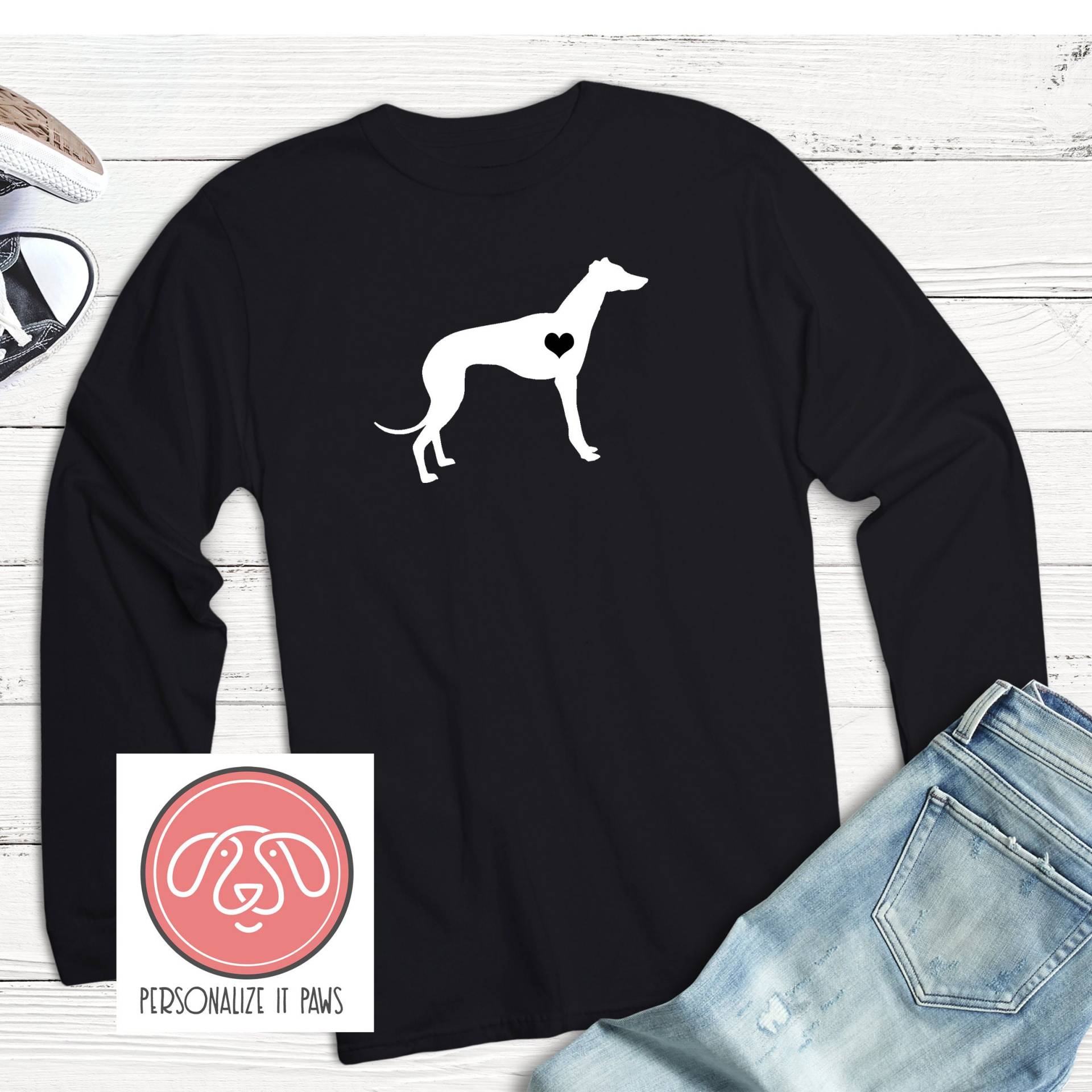 Windhund Langarm T-Shirt von Personalizeitpaws