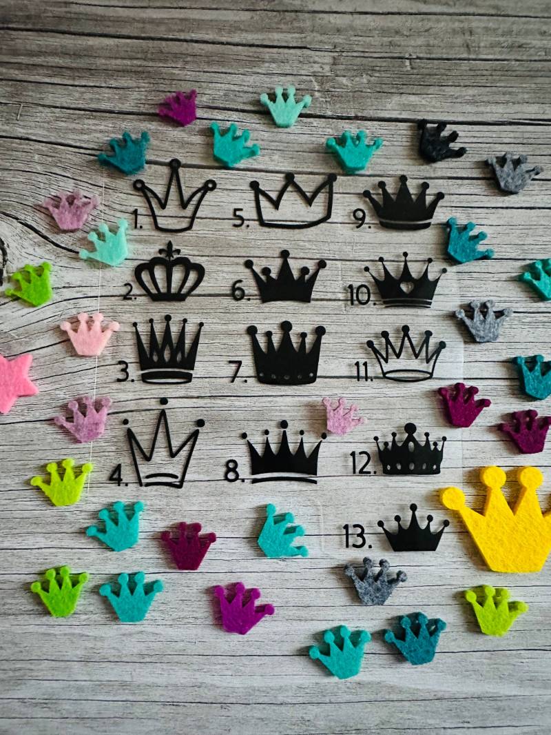 Bügelbild Krone| Applikation Krone | Glitzer Geburtstags T-Shirt Glitzerbild Flock Zum Aufbügeln Aufbügelbar Geschenk Kind von Personikat