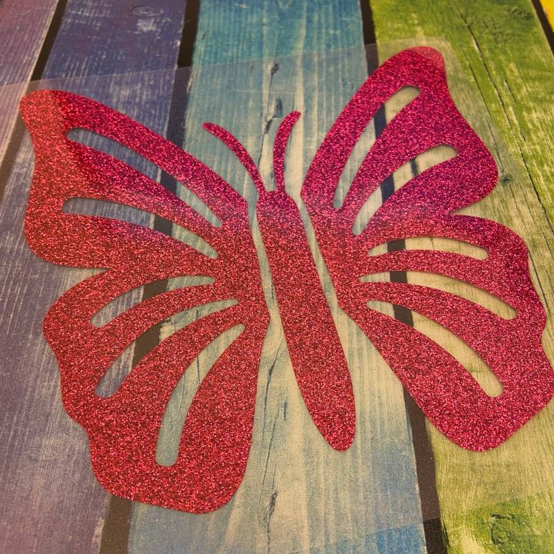 Bügelbild Schmetterling | Applikation Mädchen Geburtstags T-Shirt Glitzerbild Flock Zum Aufbügeln Aufbügelbar Geschenk Kind von Personikat