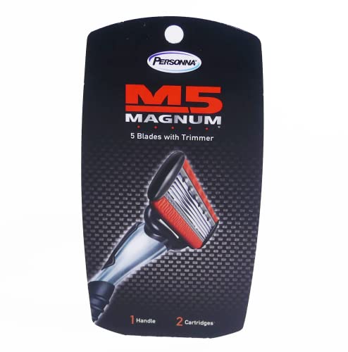 Personna M5 Magnum System Handle with Tray and 2 Refill Cartridges, Orange by M5 von Personna