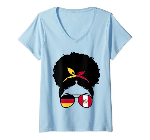 Damen Peru und Deutschland Mix Peruanische Wurzeln T-Shirt mit V-Ausschnitt von Peru Deutschland Mix