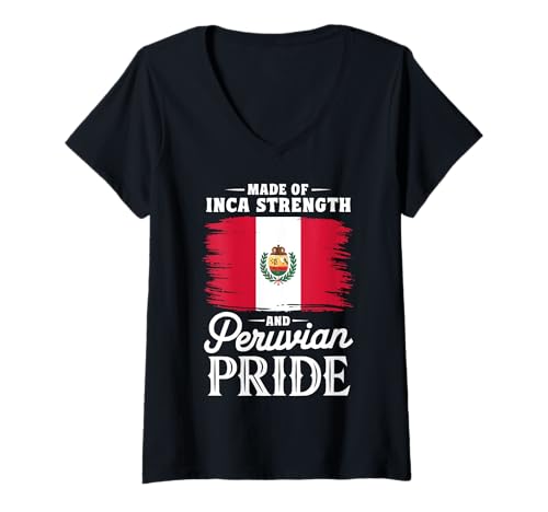 Damen Peru Flagge peruanisches Mädchen Südamerika Land T-Shirt mit V-Ausschnitt von Peru Flagge peruanische Mädchenland