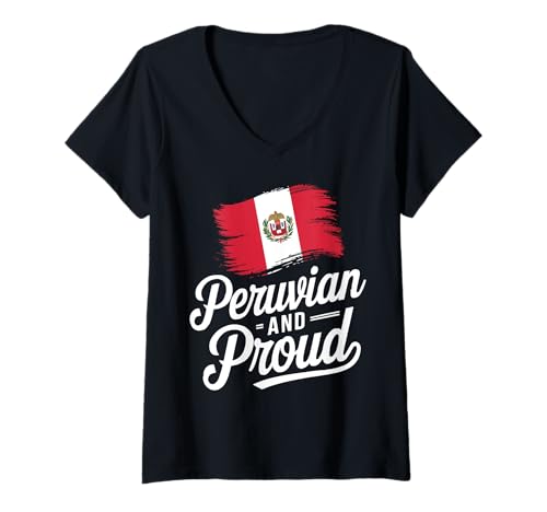 Damen Peru Flagge peruanisches Mädchen Südamerika Land T-Shirt mit V-Ausschnitt von Peru Flagge peruanische Mädchenland