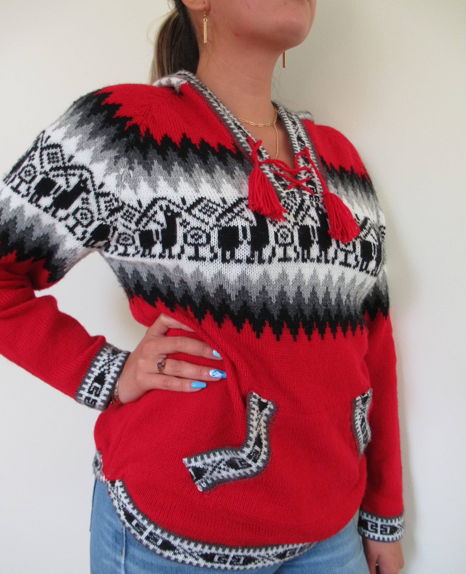 Alpaka Frauen Medium Pullover Mit Hoodie/Alpaka Fransen Pullover/Weiß Winter Alpaka Frauen Medium Pullover Mit Hoodie/Alpaka Fransen Pullover/Weiß Winter von PeruBonito
