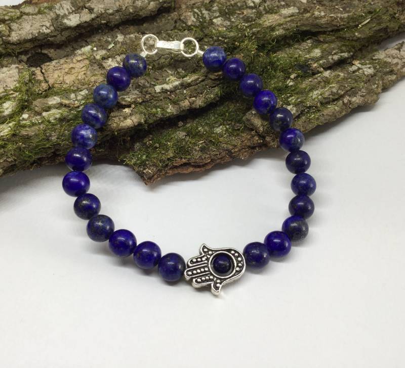 Lapislazuli Armband, Evil Eye Blauer Edelstein Männer Good Luck Armband von PeruMuchikstore
