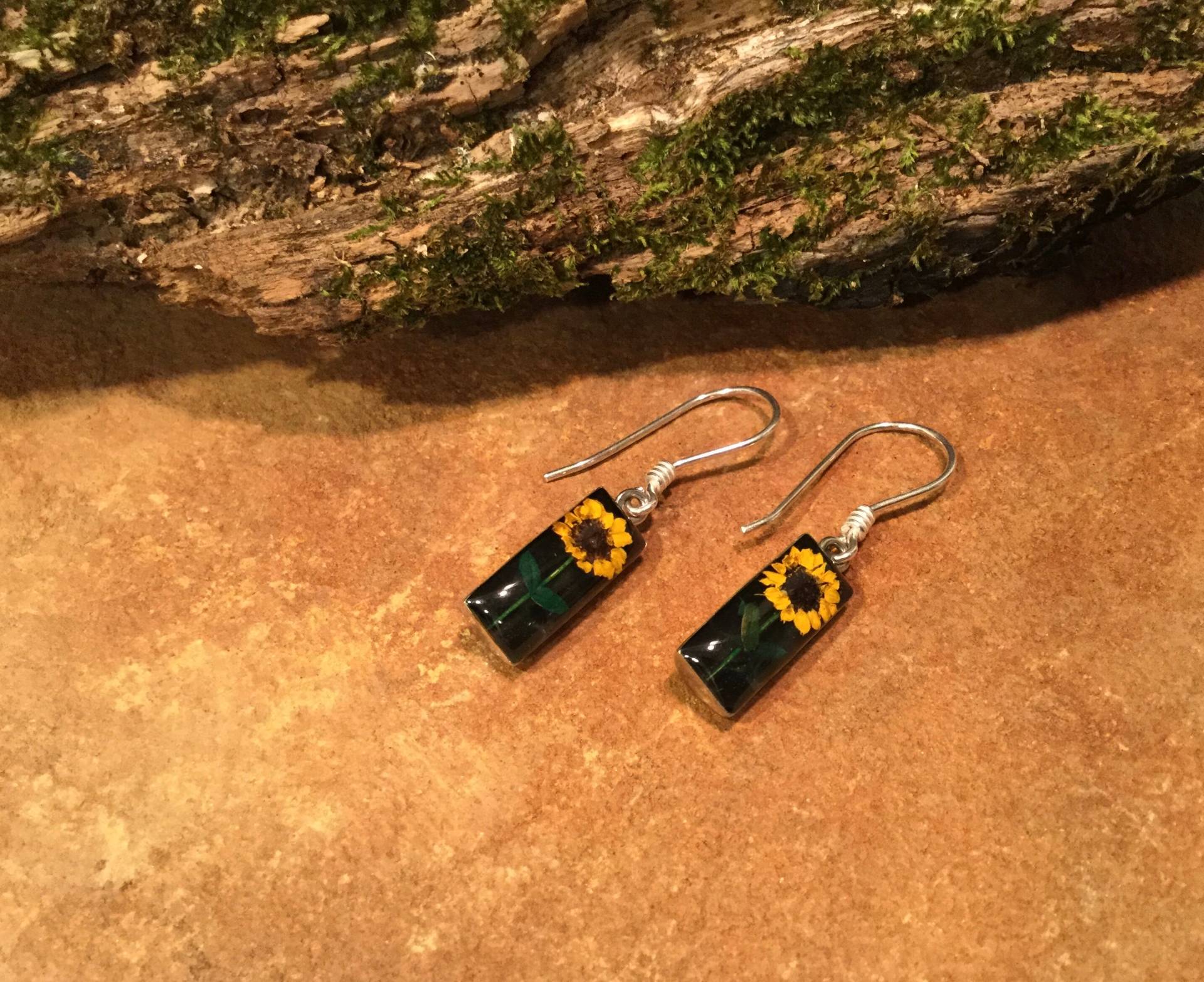 sterling Silber Getrocknete Blumen Ohrringe Handgemachter Schmuck Aus Harz von PeruMuchikstore