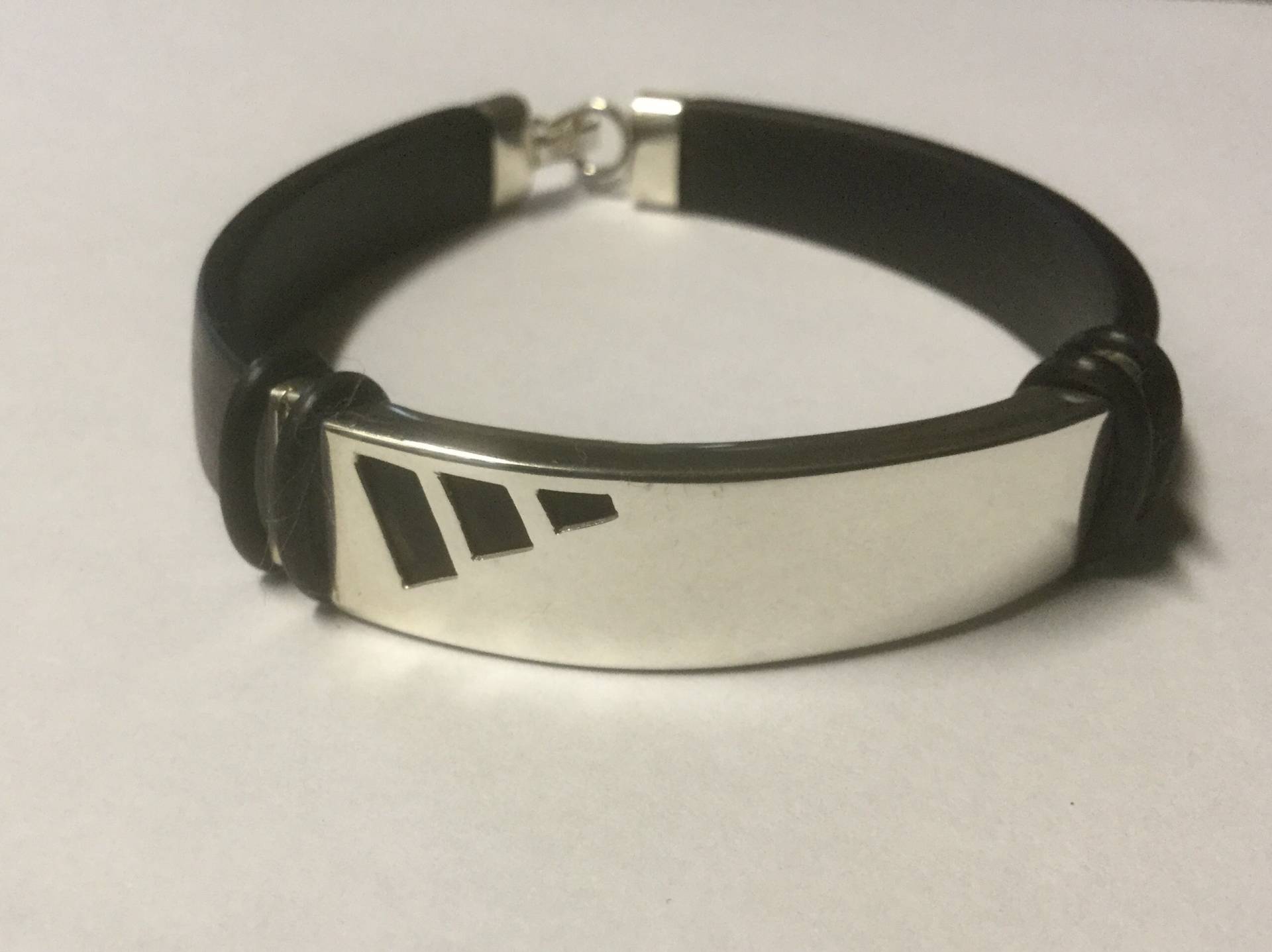 sterlingsilber-Herrenarmband Mit Schwarzem Gummi, Handgefertigtes Armband, Jubiläumsgeschenk von PeruMuchikstore