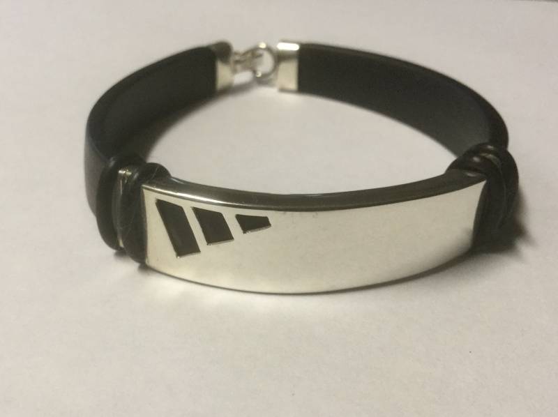 sterlingsilber-Herrenarmband Mit Schwarzem Gummi, Handgefertigtes Armband, Jubiläumsgeschenk von PeruMuchikstore