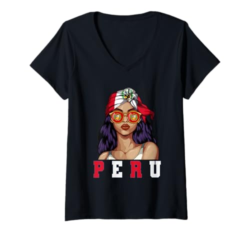 Damen Peru Peruaner Frau T-Shirt mit V-Ausschnitt Damen Peru Peruaner Frau T-Shirt mit V-Ausschnitt von Peruaner Peru Geschenk