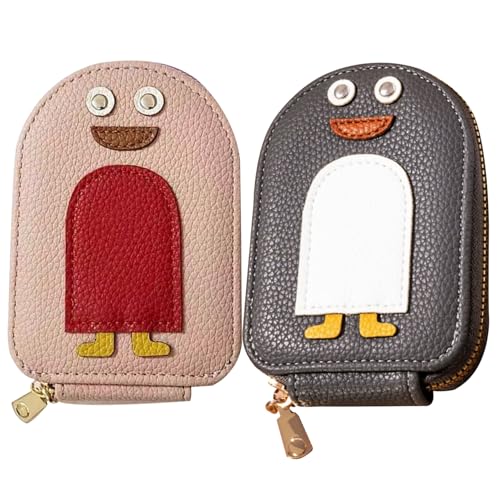 Perwteriy Kartenbrieftasche Frauen 2pcs süße Penguine Kreditkartenhalter Multi-Slots Lederhalter Brieftasche mit Metall Reißverschluss tragbare Damengeschenke für Frauen Mädchen von Perwteriy