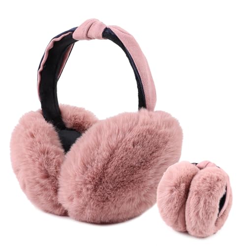 Damen Ohrenschützer Winter Warmer Plüsch Ohrenwärmer Mädchen Klassische Ohrschützer für Kaltes Wetter Freesize (Rosa) von Pesaat