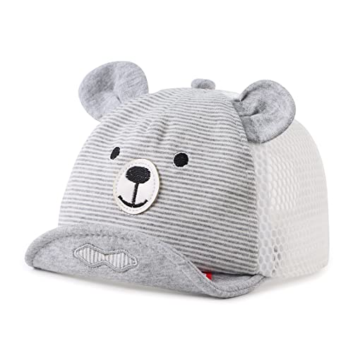 Pesaat Baby Baseball Cap 3-18Monate Baseballmütze Baby Jungen Schirmmütze UV Schutz Mädchen Sommermütze Baby Cap (3_Months, 18_Months, Grau mit Mesh) von Pesaat