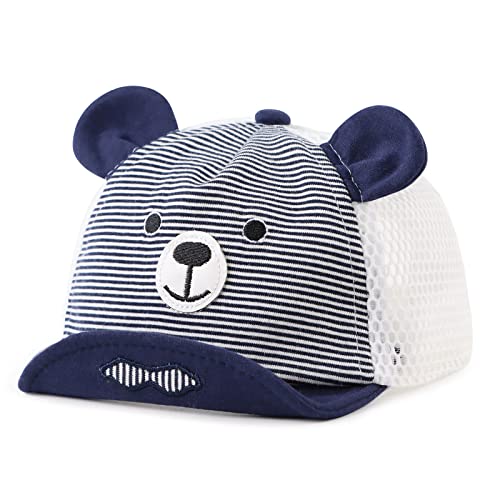 Pesaat Baby Baseball Cap 3-18Monate Baseballmütze Baby Jungen Schirmmütze UV Schutz Mädchen Sommermütze Baby Cap (as3, Age, 3_Months, 18_Months, Marine mit Mesh) von Pesaat