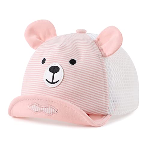 Pesaat Baby Baseball Cap 3-18Monate Baseballmütze Baby Jungen Schirmmütze UV Schutz Mädchen Sommermütze Baby Cap (as3, Age, 3_Months, 18_Months, Rose mit Mesh) von Pesaat