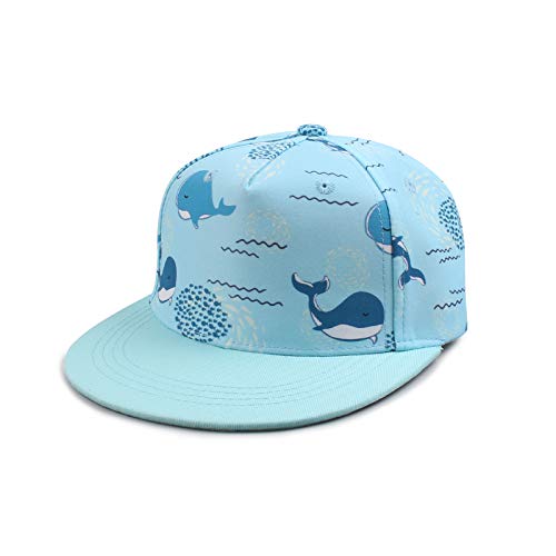 Pesaat Baby Kappe Jungen Cap Baby Mädchen Sommermütze mit Schöne Stickereie Kinder Basecap Sommer Schirmmütze Flache Kleinkind Baseball Cap (4-8Jahren, Himmelblaue Wal) von Pesaat