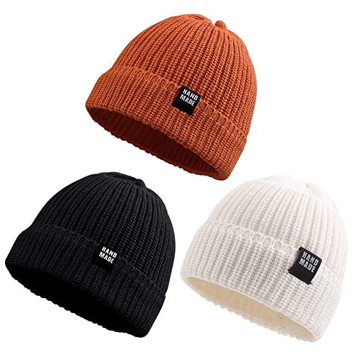 Pesaat Baby Mütze Jungen Strickmütze Weiche Baumwolle Mädchen Hut Kindermütze Warme Wintermütze 0-5 Jahren Winter,Herbst (Schwarz+Weiß+Schokolade, 6-24Monate) von Pesaat