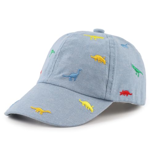 Pesaat Baby Schirmmütze Junge Baseballcap Kinder Sonnenhut UV Schutz Baby Junge Baseballkappe Kinder Jungen Sommerhut (Himmelblau Dinosaurier, Gr.48cm(6-12Monate)) von Pesaat