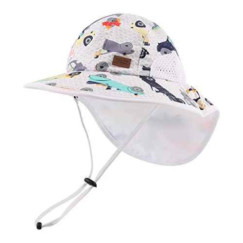 Pesaat Baby Sonnenhut Mädchen Mit UV-Schutz Sonnenmütze Baby Junge Mit Nackenschutz Sommerhut Kinder Kleinkind(Auto, Gr.3-12Monate(44-48)) von Pesaat