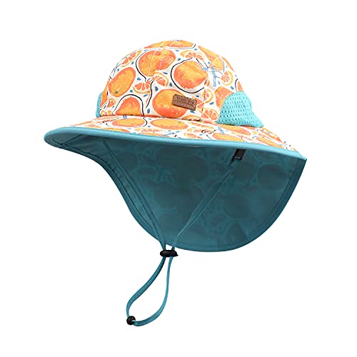 Pesaat Baby Sonnenhut Mädchen Mit UV-Schutz Sonnenmütze Baby Junge Mit Nackenschutz Sommermütze Kinder Babymütze Sommer (Sommerorangen, Gr.4-8Jahren(52-56)) von Pesaat