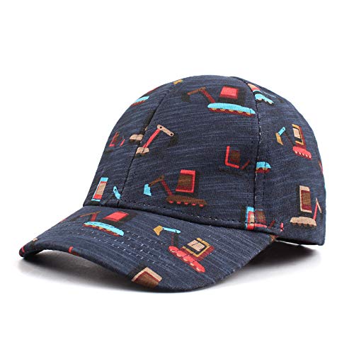 Pesaat Baby Kappe Jungen Cap Baby Mädchen Sommermütze mit Schöne Stickereie Kinder Basecap Sommer Schirmmütze Flache Kleinkind Baseball Cap (Navy Excavator, 21.3"(4-8 Years)) von Pesaat