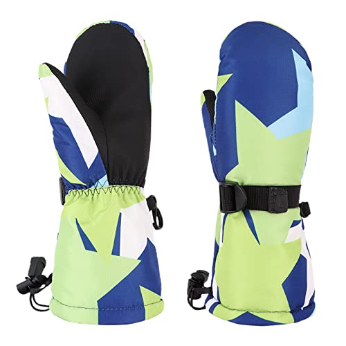 Pesaat Handschuhe Kinder Winter Jungen Wasserdicht Skihandschuhe Wärmende Fingerhandschuhe Mit Dinosaurier Fausthandschuhe (Stern, 2-4 Jahren) von Pesaat