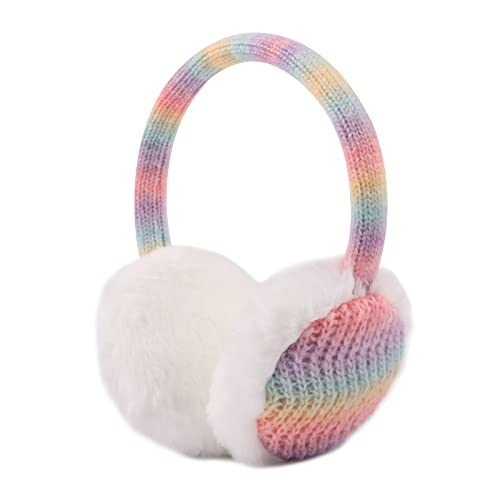 Pesaat Ohrenwärmer kinder mädchen Flauschige Ohrenschützer Jungen Warmer Earmuffs Winter (Regenbogen) von Pesaat