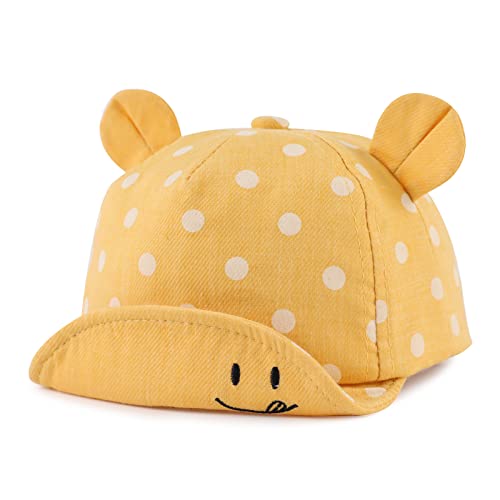 Pesaat Schirmmütze Baby Cap Jungen 6-24 Monate Sommer Mütze UV Schutz Baby Mädchen Baseball Cap Mit Größenregulierung Baby Baseballkapp (DE/NL/SE/PL, Alter, 6 Monate, 24 Monate, Gelb) von Pesaat