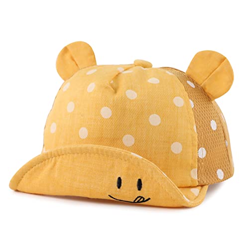 Pesaat Schirmmütze Baby Cap Jungen 6-24 Monate Sommer Mütze UV Schutz Baby Mädchen Baseball Cap Mit Größenregulierung Baby Baseballkapp (Gelb-Mesh, 6-24Monate) von Pesaat