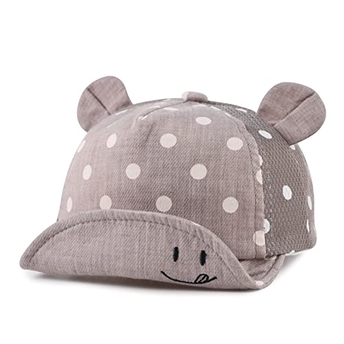 Pesaat Schirmmütze Baby Cap Jungen 6-24 Monate Sommer Mütze UV Schutz Baby Mädchen Baseball Cap Mit Größenregulierung Baby Baseballkapp (Grau-Mesh, 6-24Monate) von Pesaat