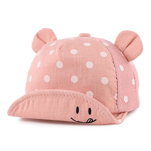 Pesaat Schirmmütze Baby Cap Jungen 6-24 Monate Sommer Mütze UV Schutz Baby Mädchen Baseball Cap Mit Größenregulierung Baby Baseballkapp (Rosa-Mesh, 6-24Monate) von Pesaat