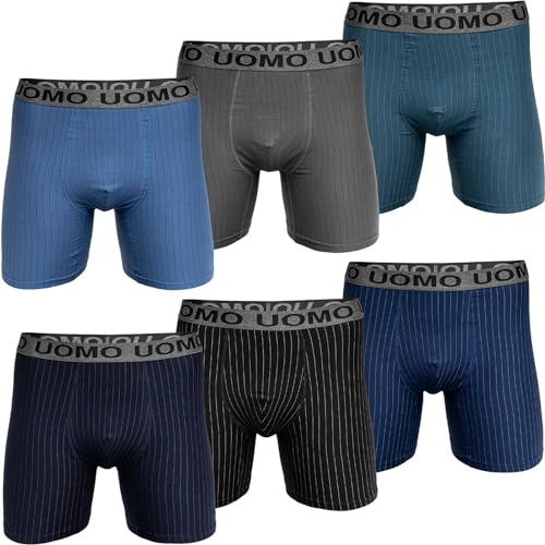 Pesail 4 oder 8 Herren Boxershorts mit verlängertem Bein ohne Aufrollen M-6XL Übergröße Unterwäsche Unterhose Retroshorts Bunt Langes Bein 4XL-4er Pack Farbmix 3 von Pesail