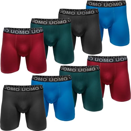 Pesail 4 oder 8 Herren Boxershorts mit verlängertem Bein ohne Aufrollen M-6XL Übergröße Unterwäsche Unterhose Retroshorts Bunt Langes Bein L-8er Pack Farbmix 1 von Pesail