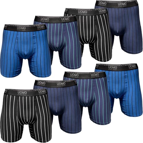 Pesail 4 oder 8 Herren Boxershorts mit verlängertem Bein ohne Aufrollen M-6XL Übergröße Unterwäsche Unterhose Retroshorts Bunt Langes Bein L-8er Pack Farbmix 2 von Pesail