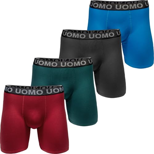 Pesail 4 oder 8 Herren Boxershorts mit verlängertem Bein ohne Aufrollen M-6XL Übergröße Unterwäsche Unterhose Retroshorts Bunt Langes Bein M-4er Pack Farbmix 1 von Pesail