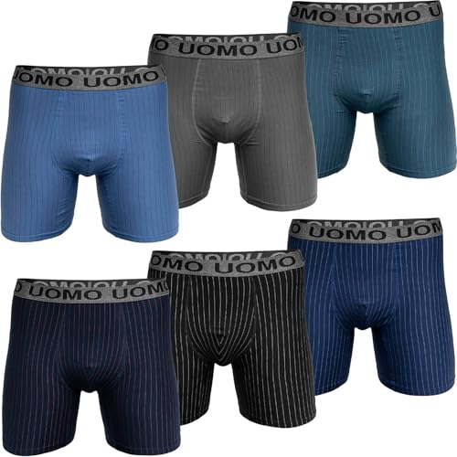 Pesail 4 oder 8 Herren Boxershorts mit verlängertem Bein ohne Aufrollen M-6XL Übergröße Unterwäsche Unterhose Retroshorts Bunt Langes Bein M-4er Pack Farbmix 3 von Pesail