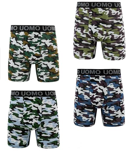 5 oder 10 Herren Boxershorts mit verlängertem Bein M-3XL Unterwäsche Unterhose Retroshorts Camouflage 2XL-5er Pack 1 von Pesail