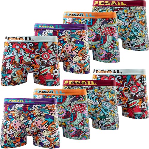 Pesail 10er oder 5er Pack Jungen Boxershorts aus Baumwolle Größen 122 bis 170 Unterwäsche Retroshorts Unterhose 158-10er Pack Farbmix 5 von Pesail