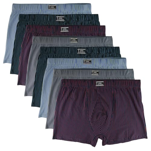 Pesail 8er Pack Herren Boxershorts Baumwolle Übergröße 4XL 5XL 6XL 7XL Streifen Retro, Größe:7XL von Pesail