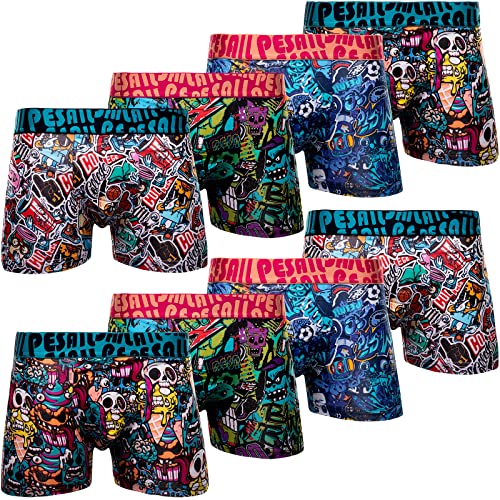 Pesail 8er Pack Jungen Boxershorts aus Modal und Baumwolle Gr. 110-176 Unterwäsche Retroshorts Kinder Unterhose 110-116-8er Pack Farbmix 4 von Pesail