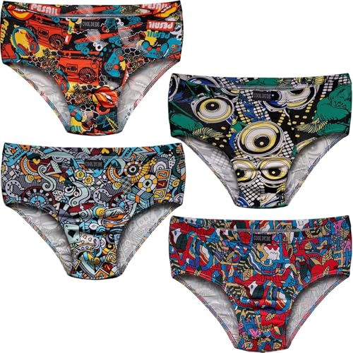 Pesail 8er Pack Jungen Slips verschiede Modelle Gr. 110 bis 176 aus Baumwolle und Modal - Mischung Unterhosen Unterwäsche für Kinder 122-128-8x Mix 3 von Pesail