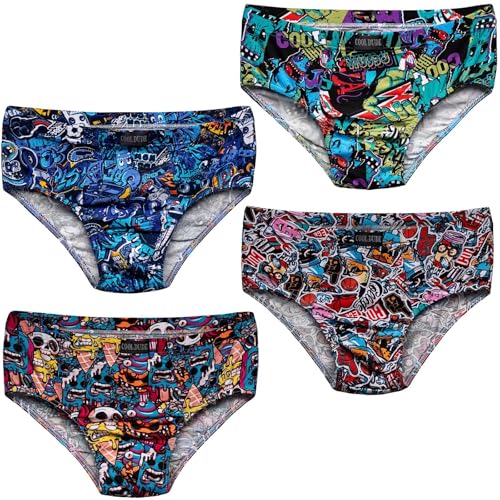 Pesail 8er Pack Jungen Slips verschiede Modelle Gr. 110 bis 176 aus Baumwolle und Modal - Mischung Unterhosen Unterwäsche für Kinder 146-152-8x Mix 1 von Pesail