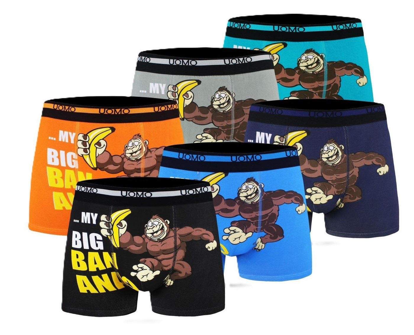 Pesail Boxershorts Herren Boxershort im 6er Pack (Packung, 6er - Pack) lustiges Affenmotiv mit Spruch von Pesail