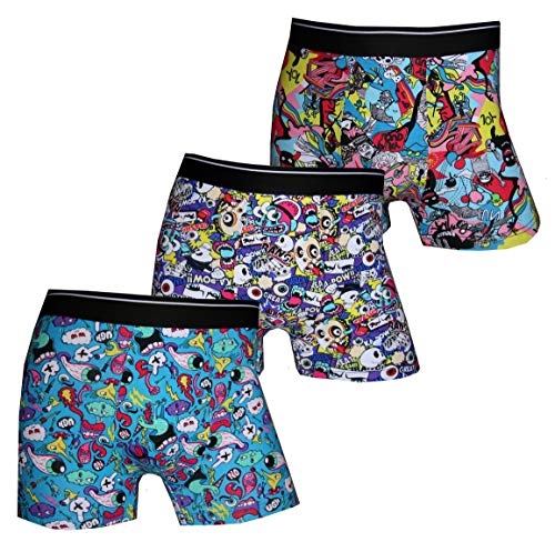 Pesail Psychedelic Acid Trip Top Boxershorts 3er Pack, Größe Medium (M), Farbe je 3X Mix von Pesail