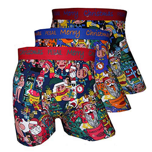 Pesail Special Edition Boxershorts Weihnachtsgruss Xmas Collection, 3er Pack, Größe Medium (M), Farbe je 3X Farbmix von Pesail