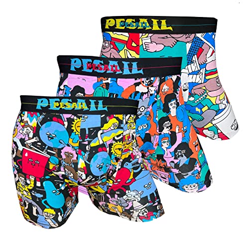 PESAIL lustig Gemustert Boxershort im 3er Pack, Größe Large (L), Farbe 3er Set Farbmix A von Pesail